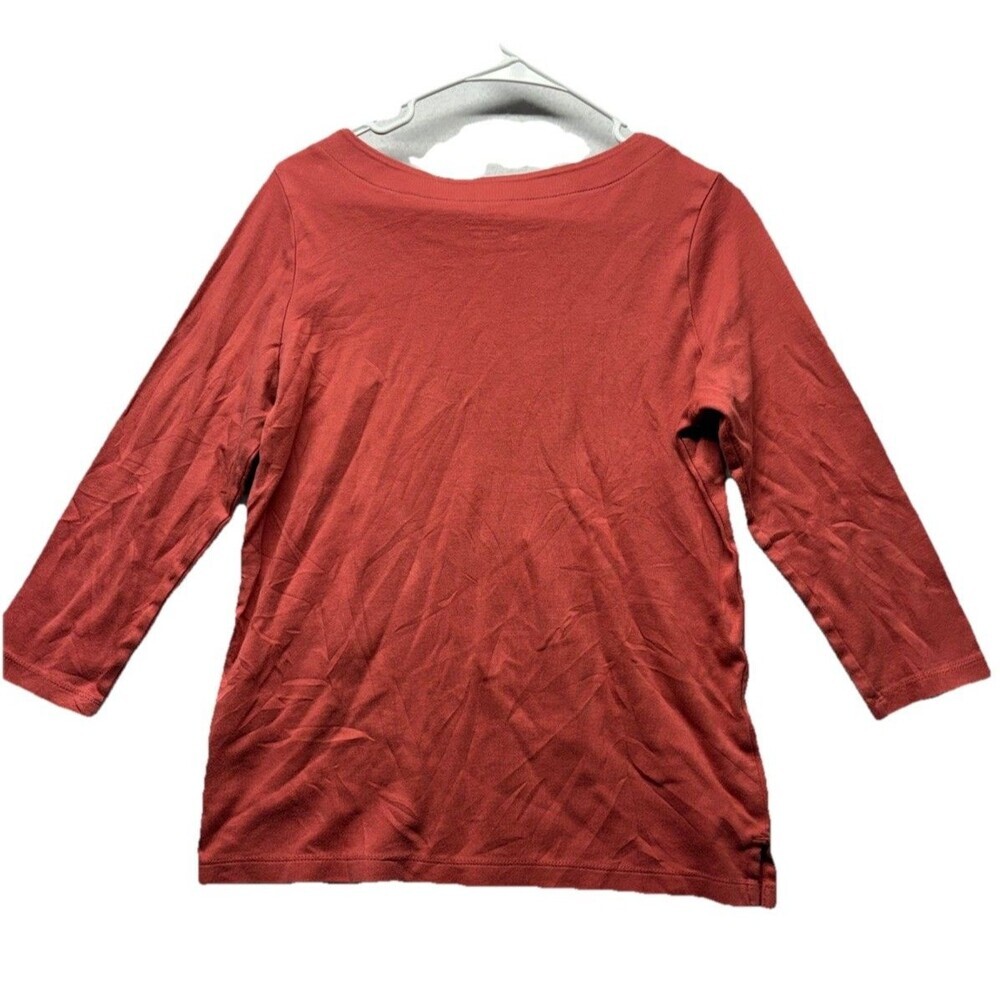 Minimalist Coldwater Creek Womens Size S Red 3/4 Sleeve Egyptian Cotton Top - Picture 4 of 4